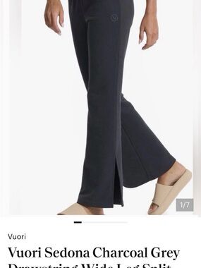 Vuori Charcoal Grey Boot Cut Wide-Leg Split Pants
